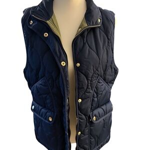 J.Crew Navy Blue Cozy Lightweight Quilted Puffer Vest Water Repellent Large